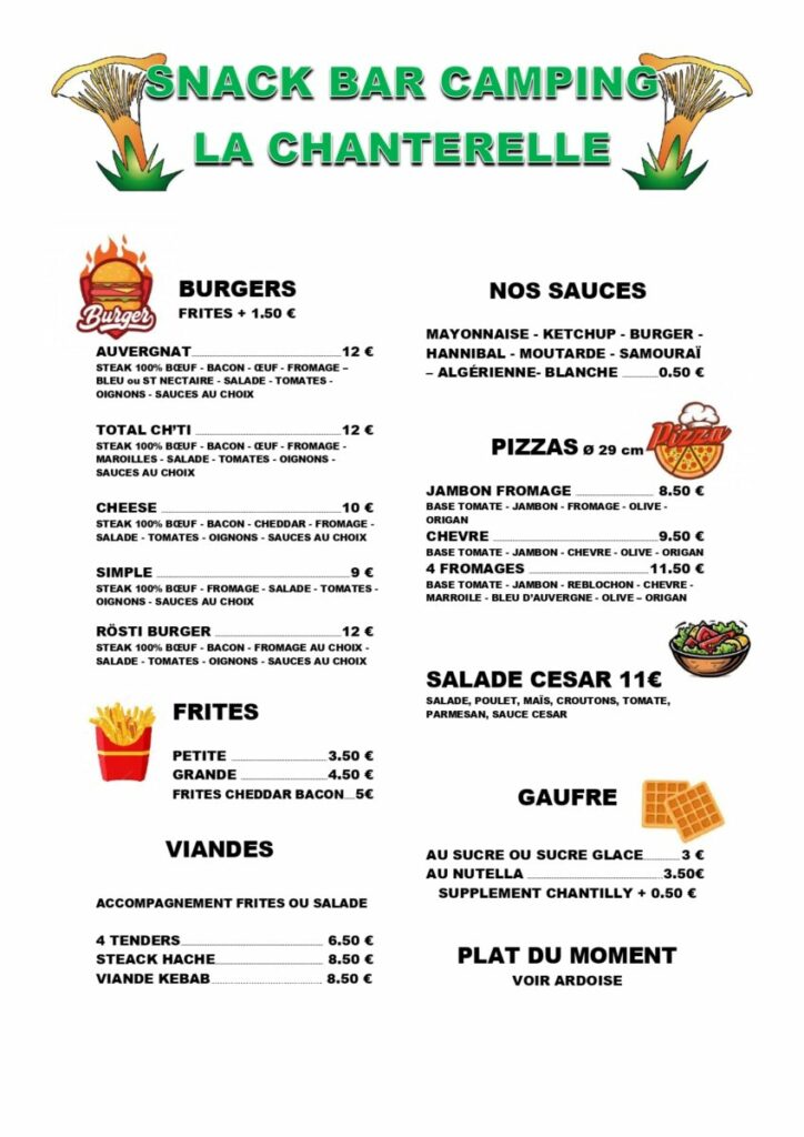 Carte snack 2025